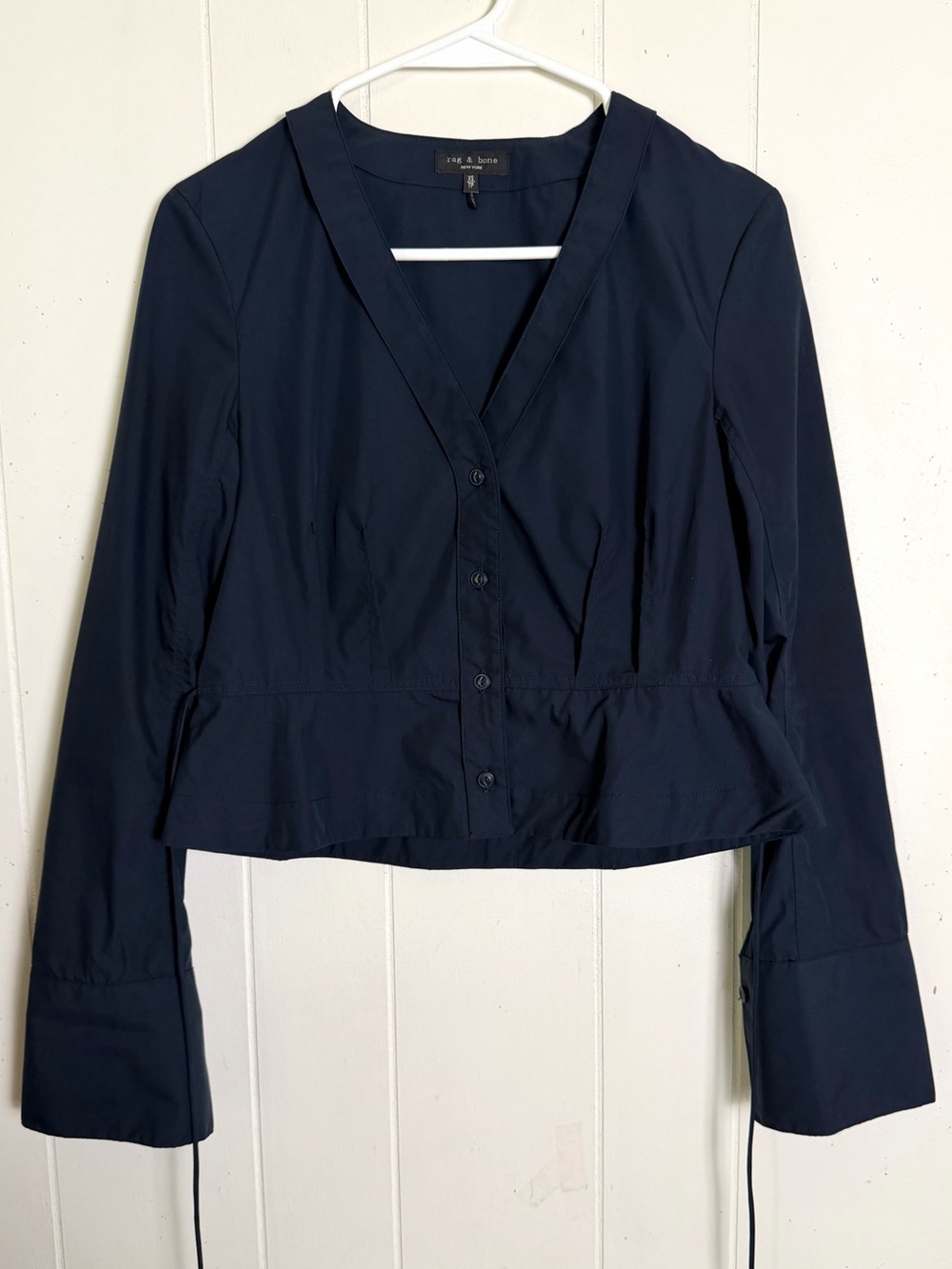 rag & bone Victorine Poplin Button Down Shirt with Peplum Waist size XS